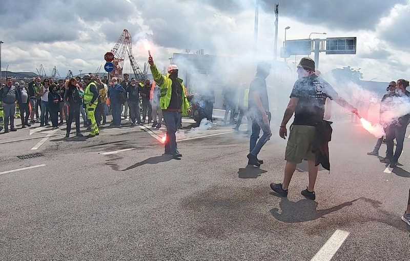 Protesta portuali