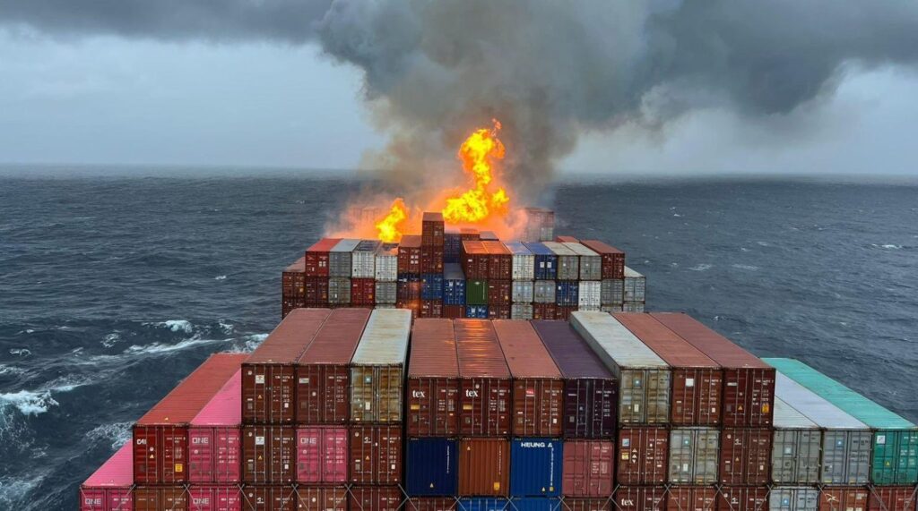 GS3SH4JbMAAEP3S 1536x856 1 Grave incendio sulla portacontainer Maersk Frankfurt, a bordo merci pericolose